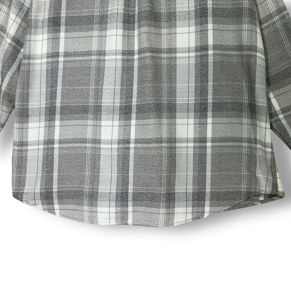 Kuhl Womens Plaid Flannel Shirt Sz XL Button Down Long Sleeve Gray Grunge - Picture 9 of 13